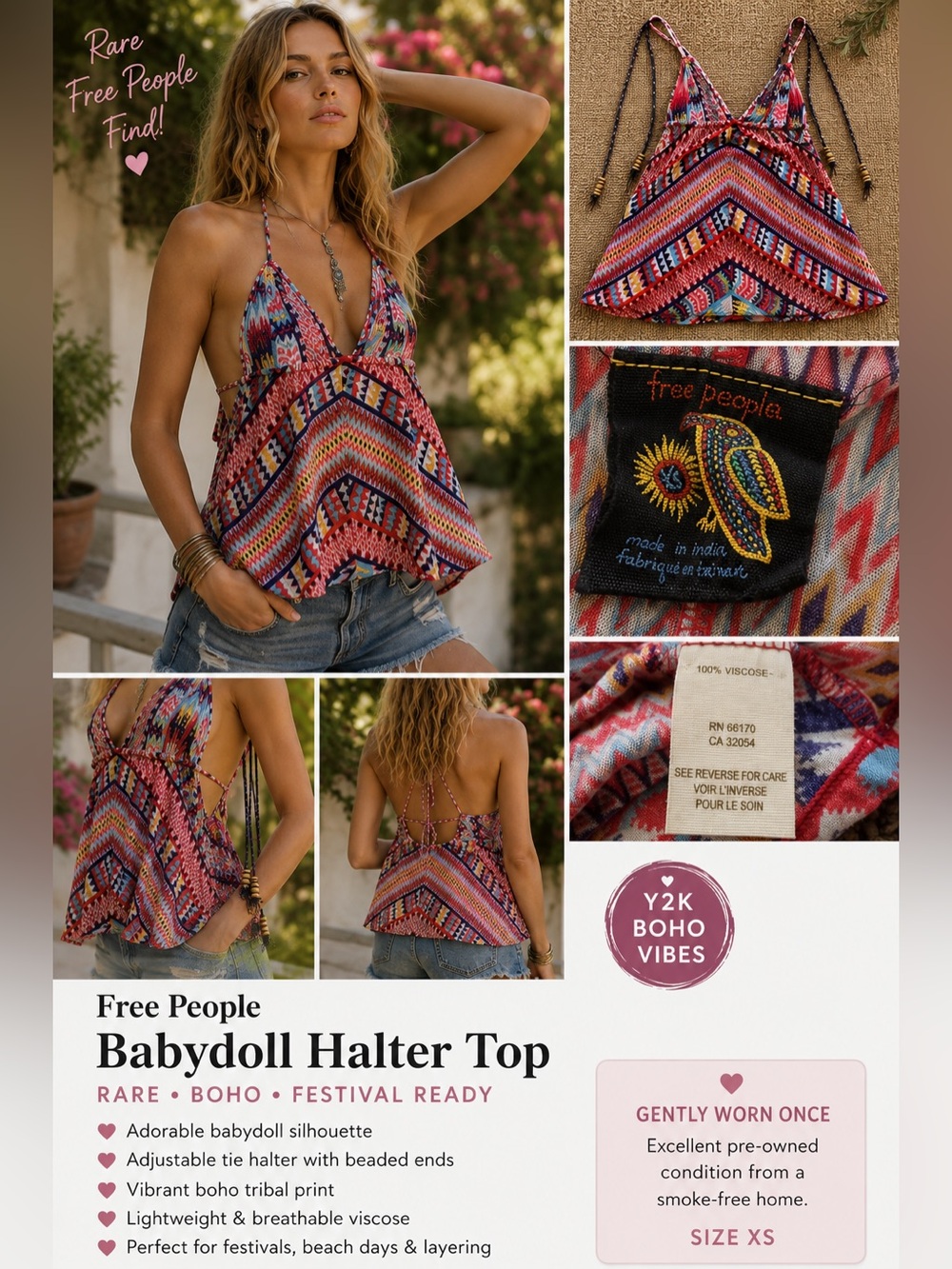 Free People babydoll halter top